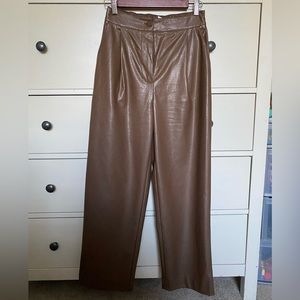 Oak + Fort Straight Leg Vegan Leather Pants
